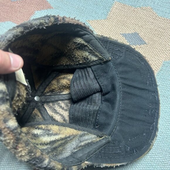 Vintage 80s camo trapper hat flap Trebark camouflage fleece hunting made in USA - Picture 8 of 8